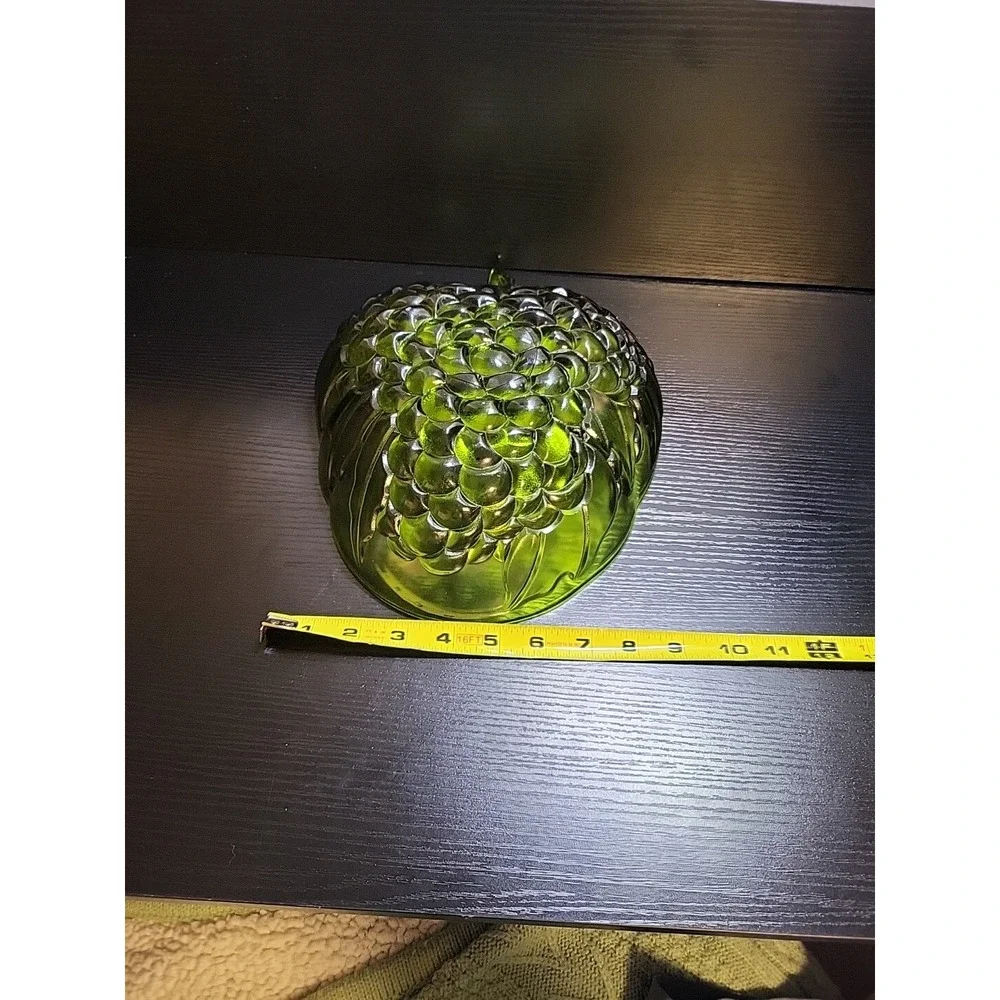Vintage Indian Glass‎ Fruit Bowl Green Iridescent